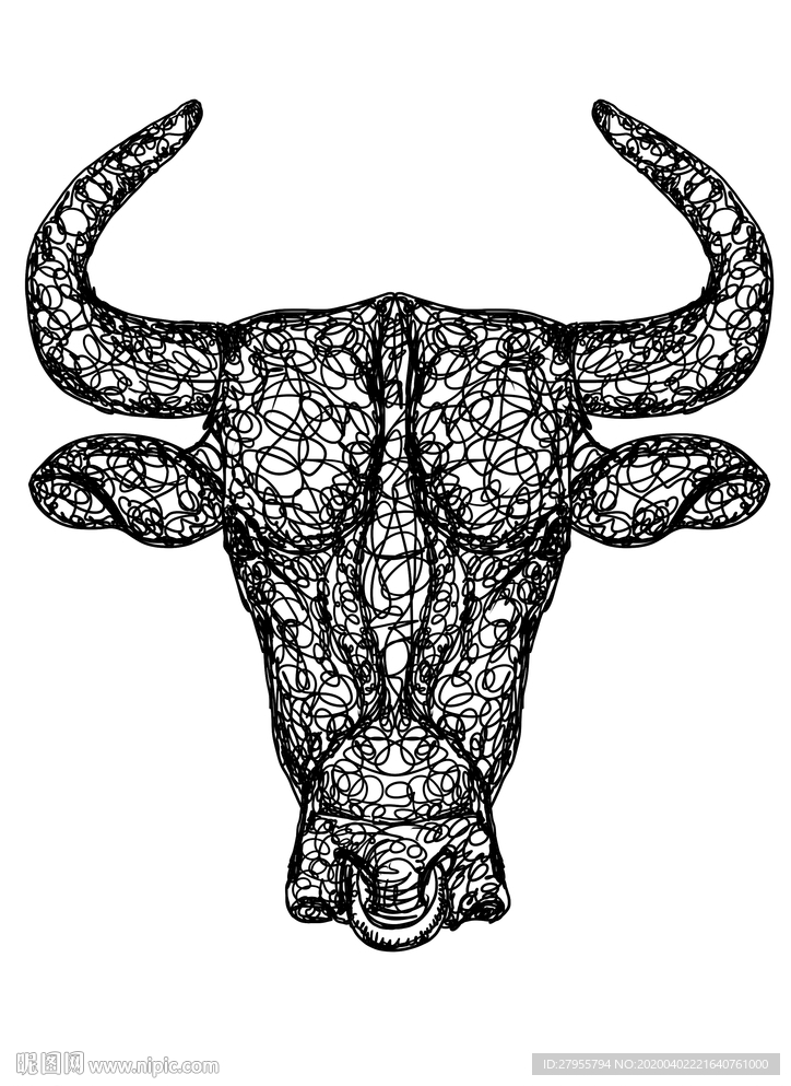 手绘牛头