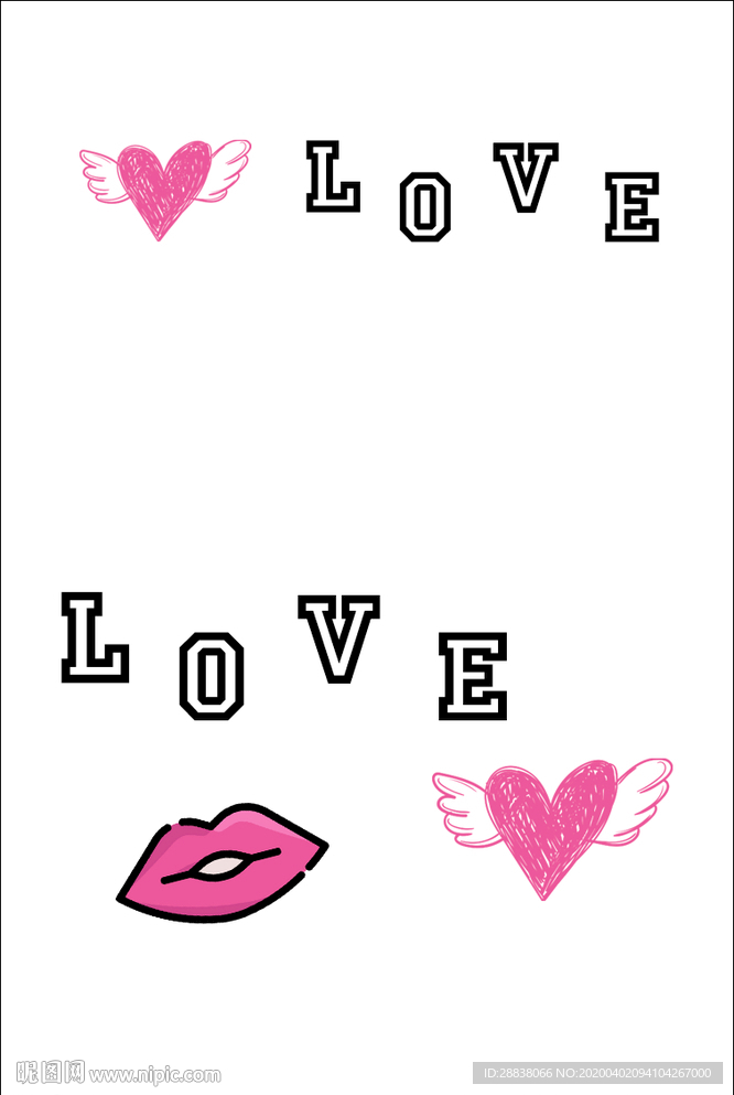 卡通嘴唇爱心