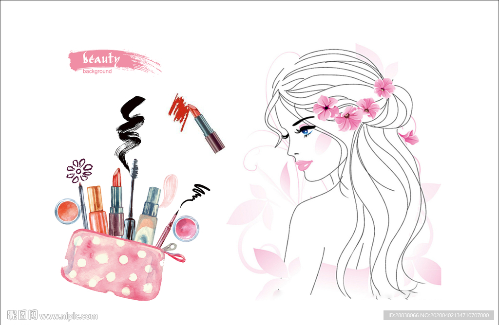 卡通美女化妆品