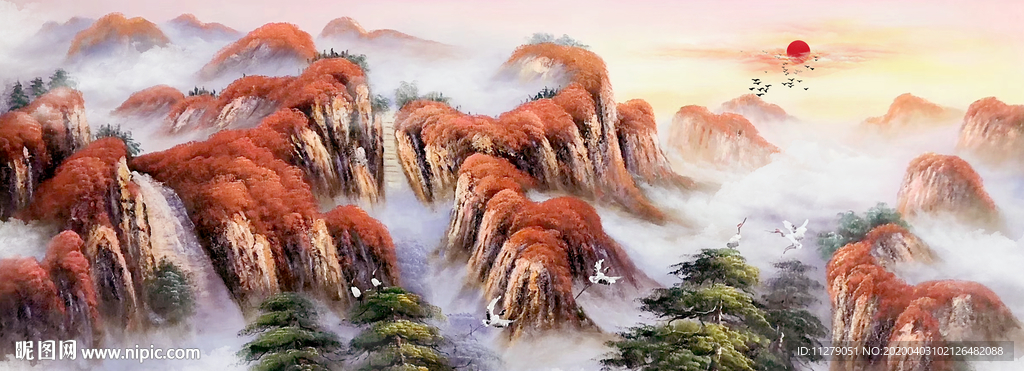 山水油画国画招财画