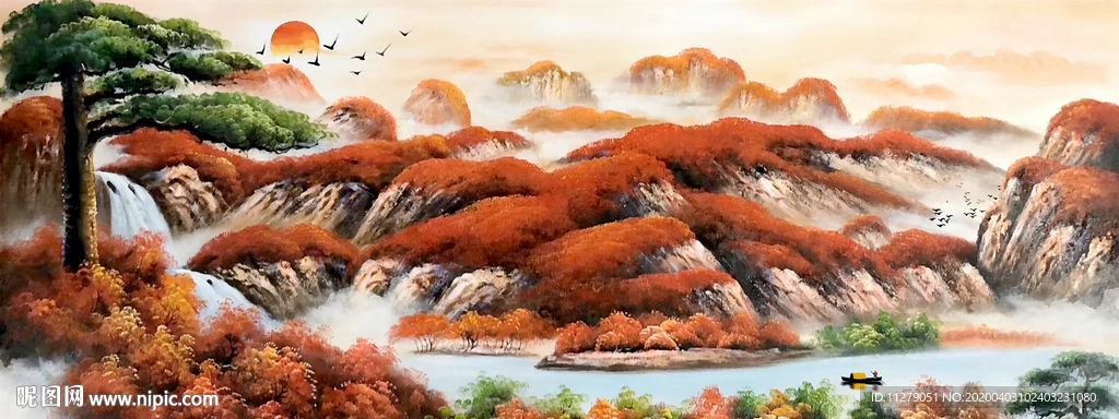 山水油画国画招财画风景画