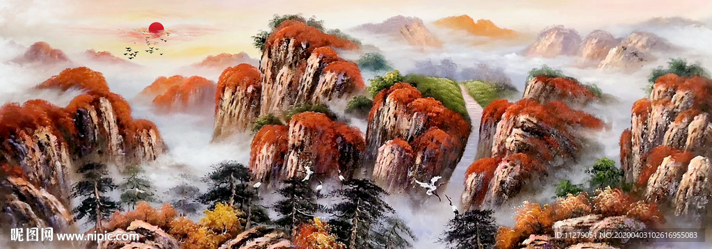 山水画山水风景油画国画招财画