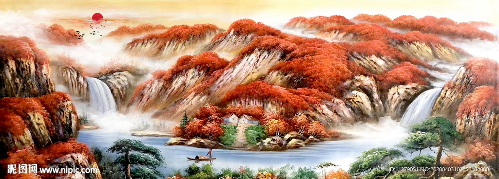 山水画招财画国画风景油画