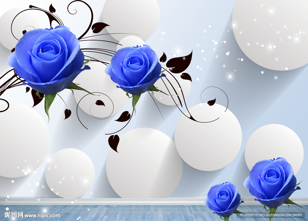 蓝色玫瑰花背景图