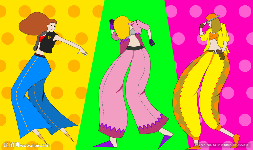 卡通色彩跳舞的人