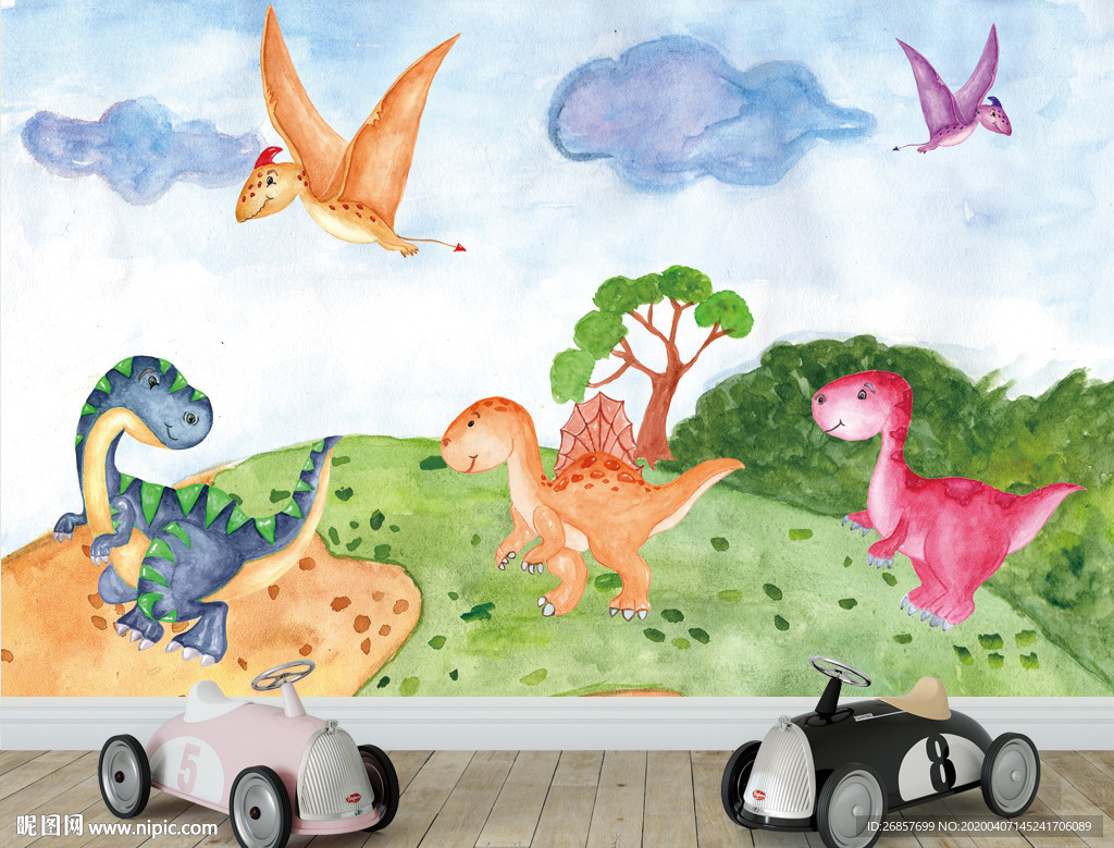 恐龙儿童背景墙