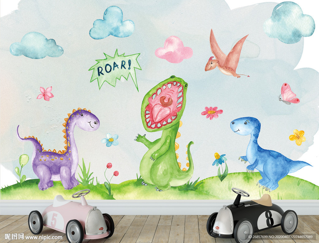 恐龙儿童背景墙