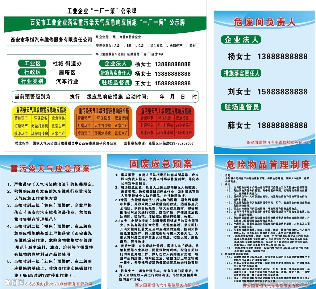 工业企业重污染天气应急公示牌
