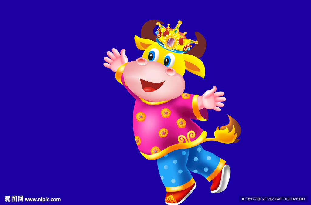 牛年门画牛年门贴牛年大吉卡通牛