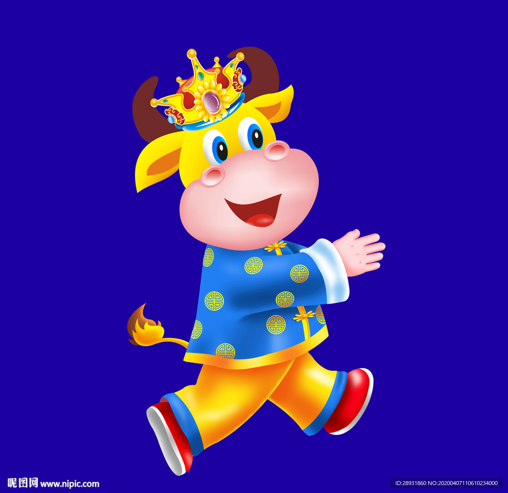 卡通牛牛年大吉牛年门画牛年门贴