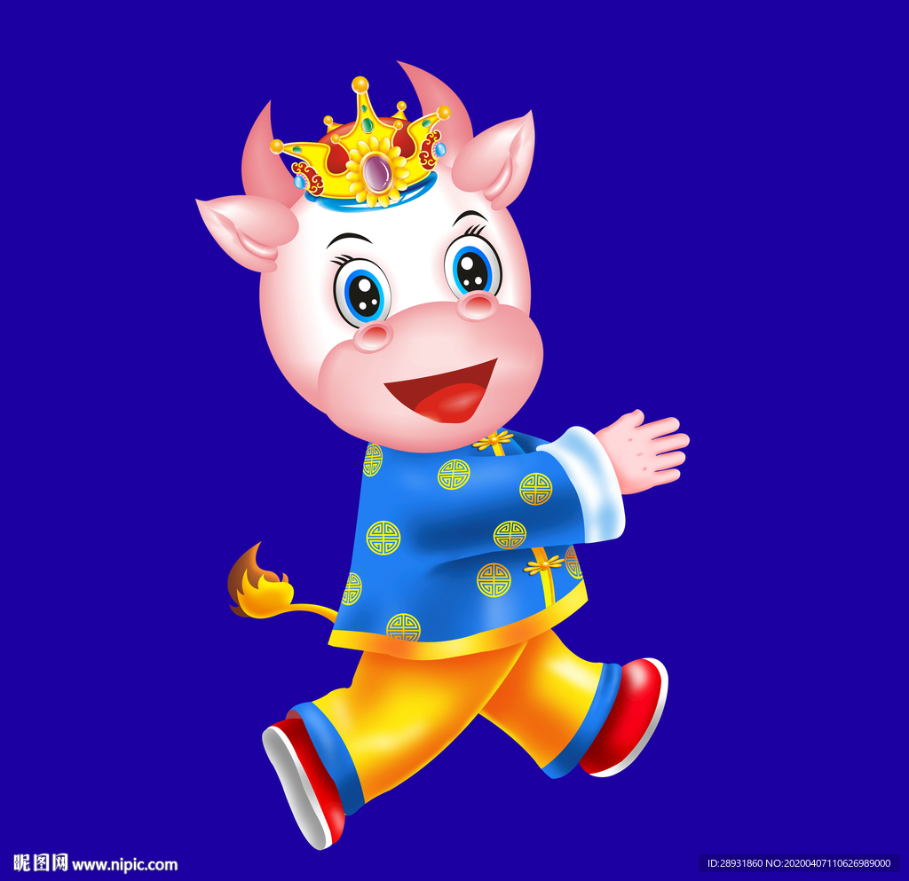 卡通牛牛年大吉牛年门画牛年门贴