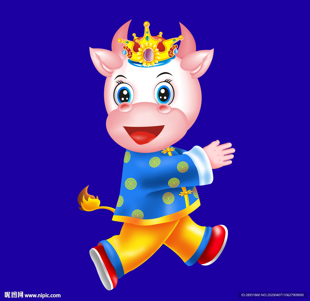 卡通牛牛年门画牛年门贴牛年大吉