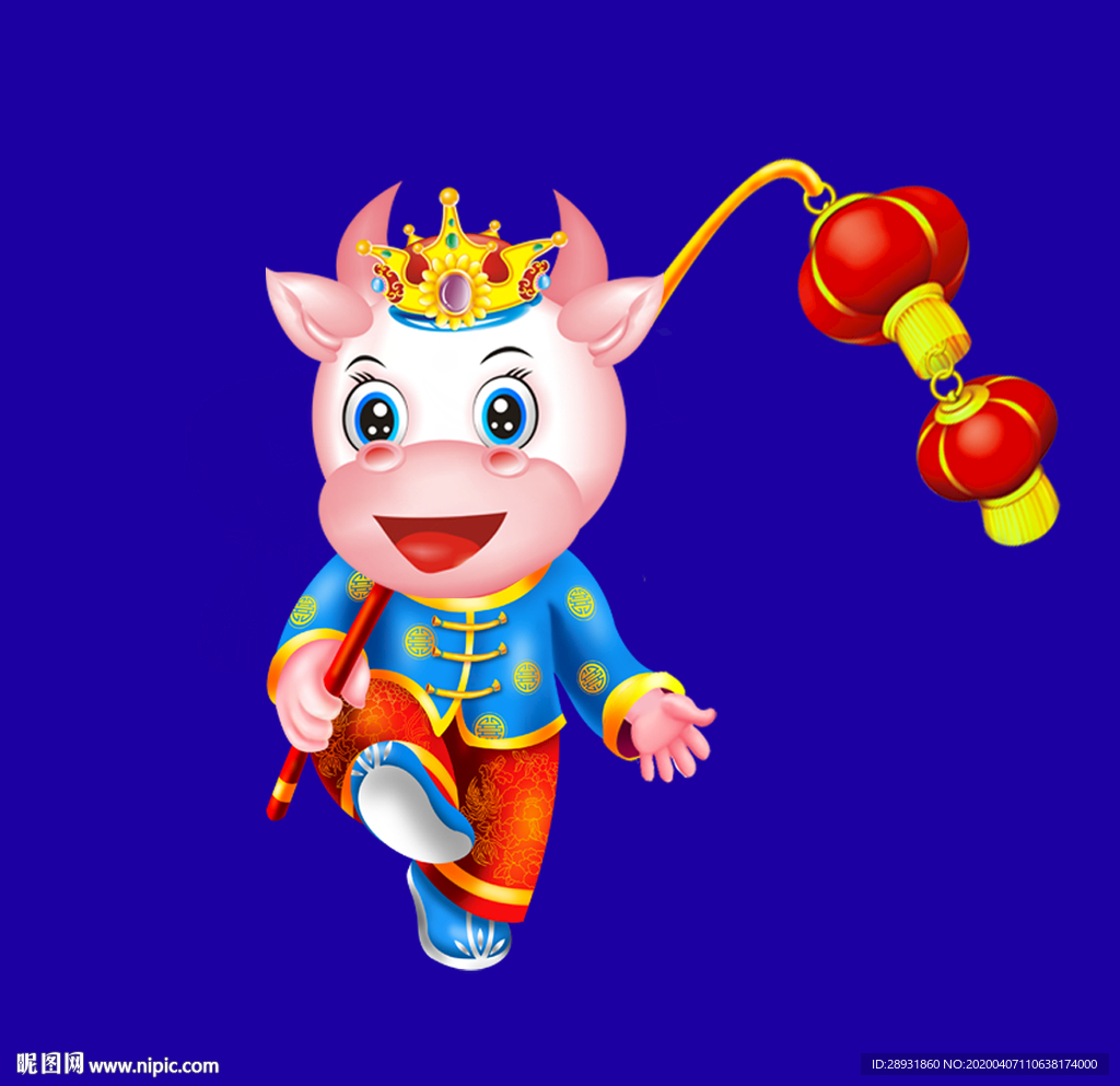 牛年门画牛年门贴牛年门对卡通牛