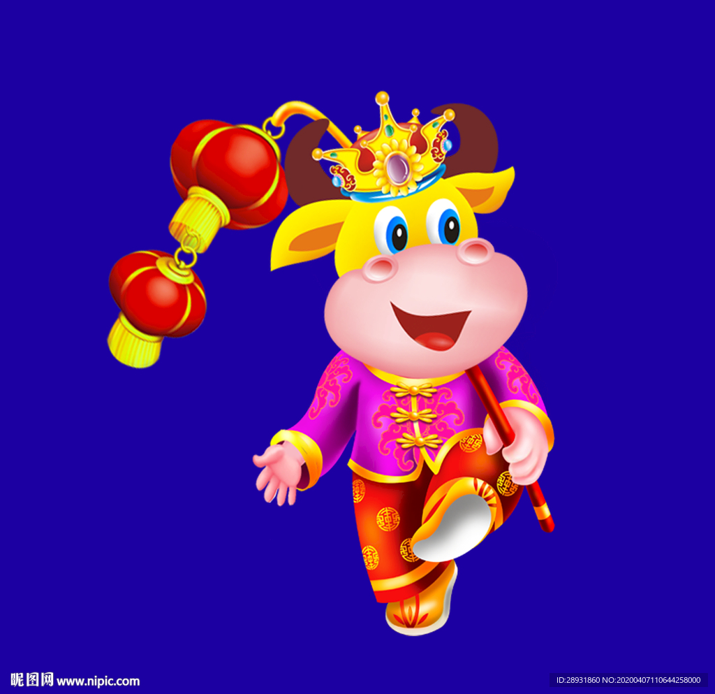 牛年大吉牛年门贴牛年门画卡通牛