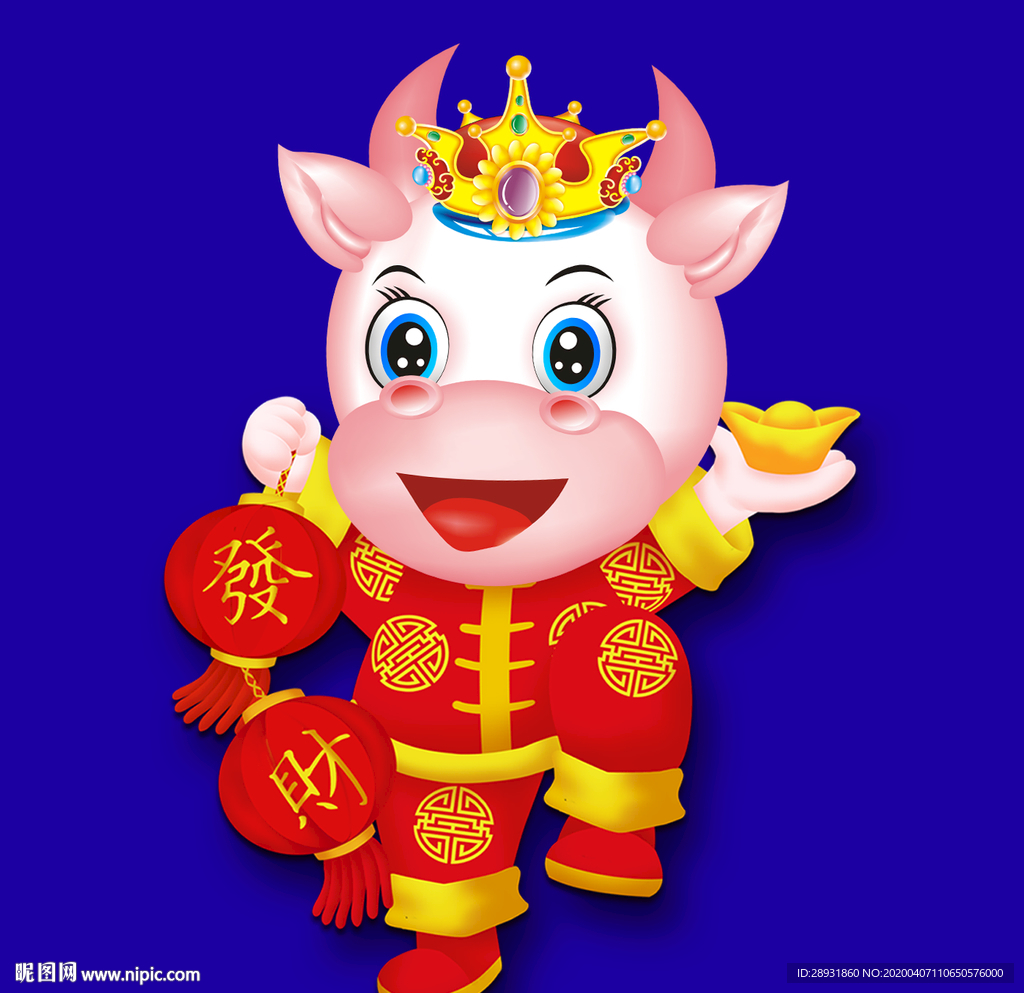 牛年门画牛年门贴牛年大吉卡通牛