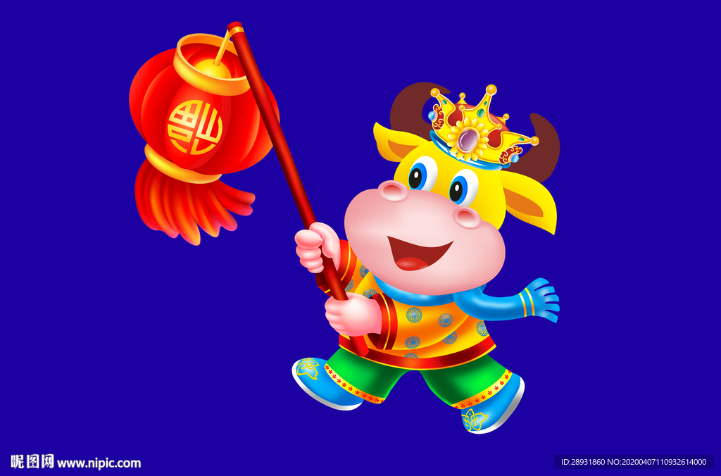 牛年门画牛年门贴牛年大吉卡通牛