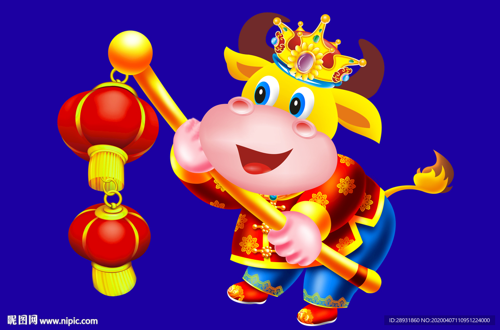 牛年门画牛年门贴卡通牛牛年大吉