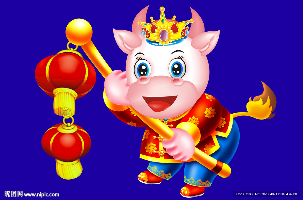 卡通牛牛年门画牛年门贴