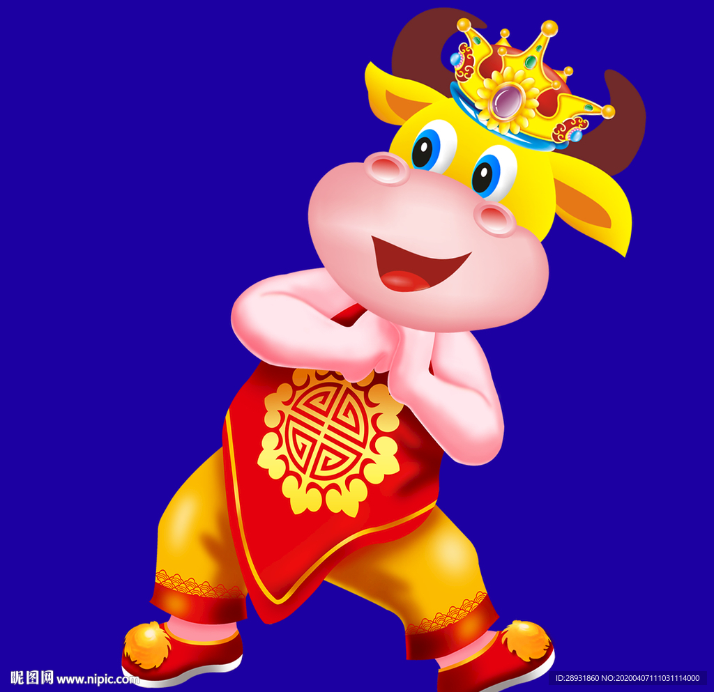 牛年门画牛年门贴牛年大吉卡通牛