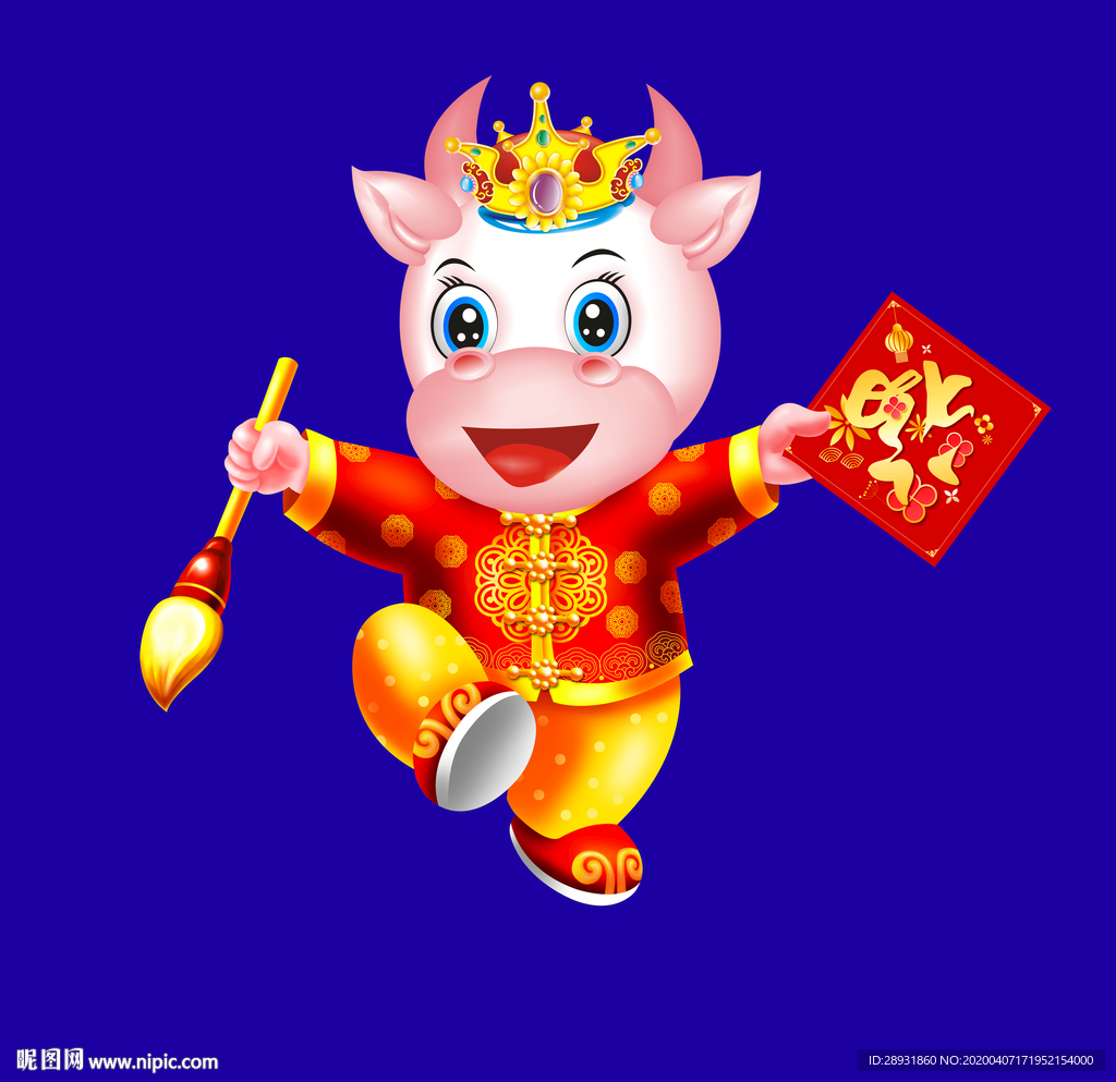 牛年门画牛年门贴卡通牛