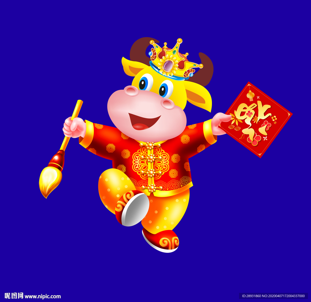 牛年门画牛年门贴卡通牛