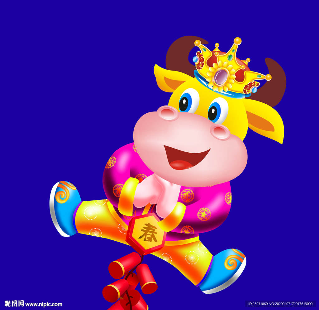 牛年门画牛年门贴卡通牛