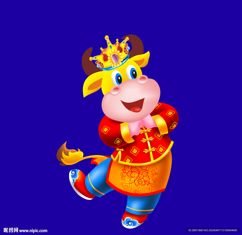 牛年门画牛年门贴卡通牛