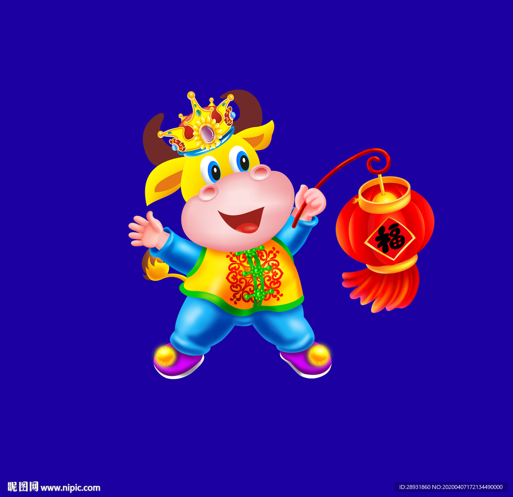 牛年门画牛年门贴卡通牛