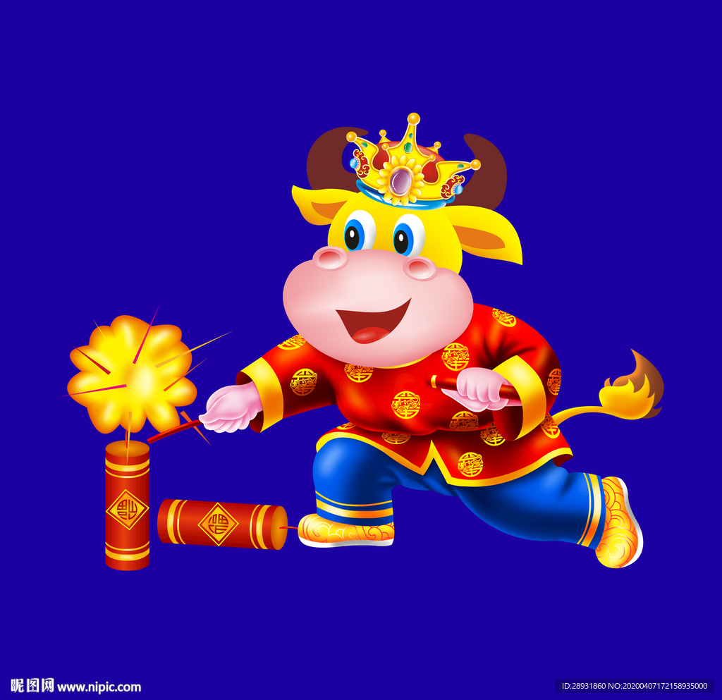 牛年门画牛年门贴卡通牛