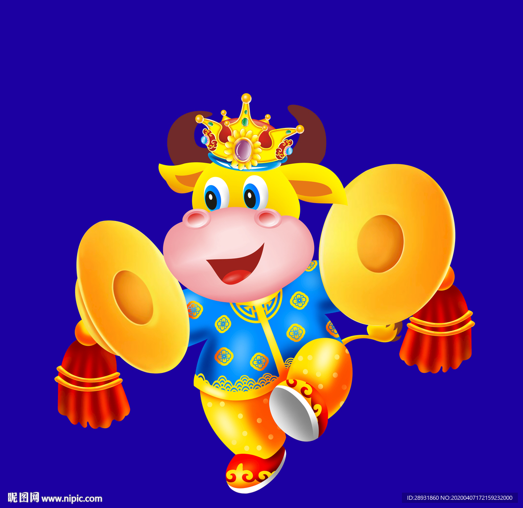 卡通牛牛年门画牛年门贴