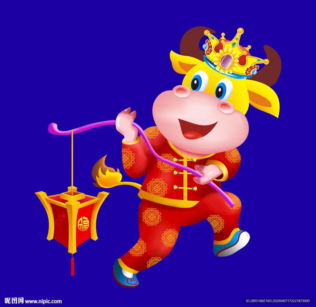 卡通牛牛年门画牛年门贴