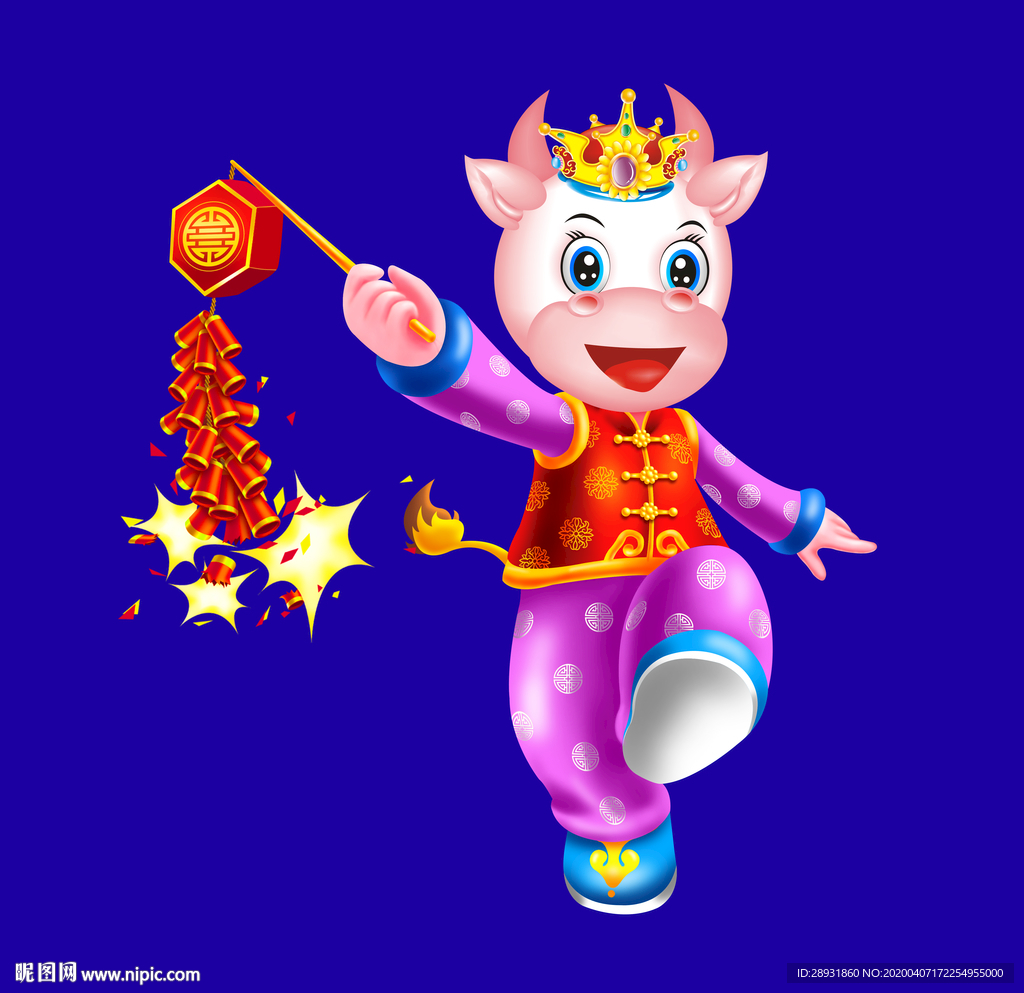 牛年门画牛年门贴牛年大吉卡通牛