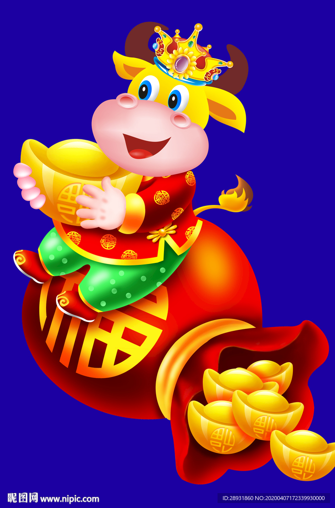 牛年门画牛年门贴卡通牛