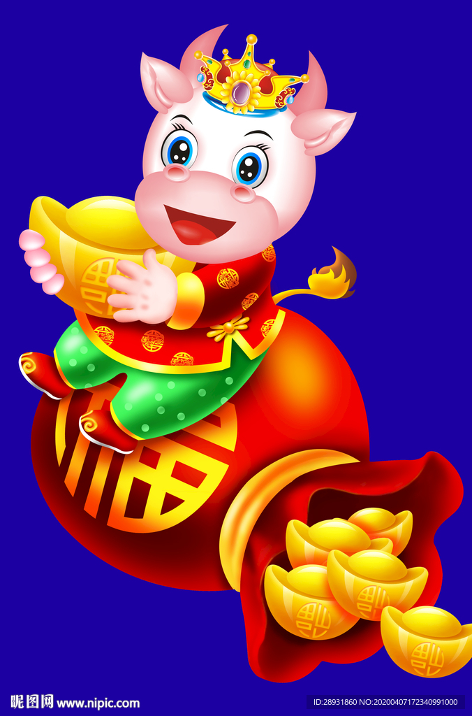 牛年门画牛年门贴牛年大吉卡通牛