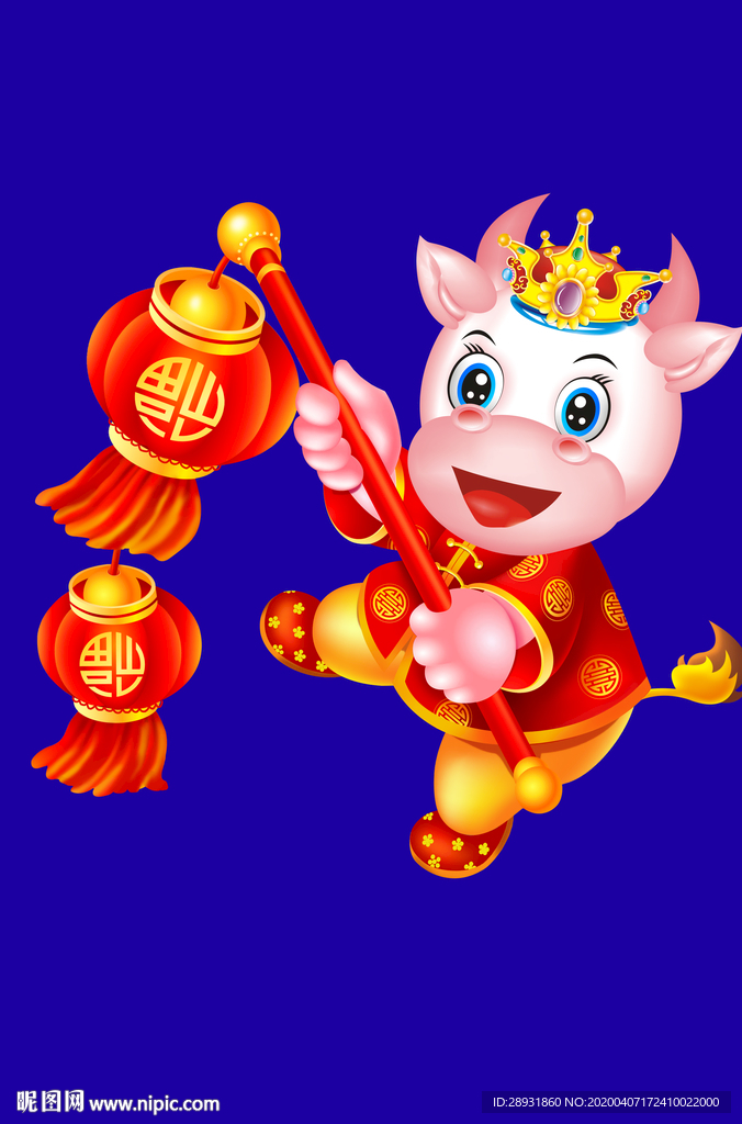 牛年门画牛年门贴牛年大吉卡通牛