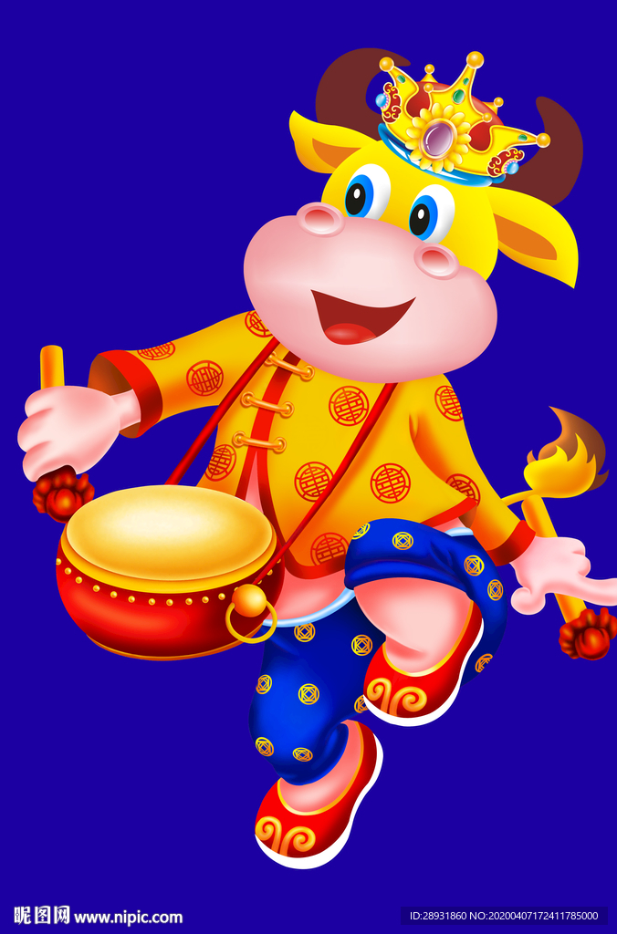 牛年门画牛年门贴卡通牛