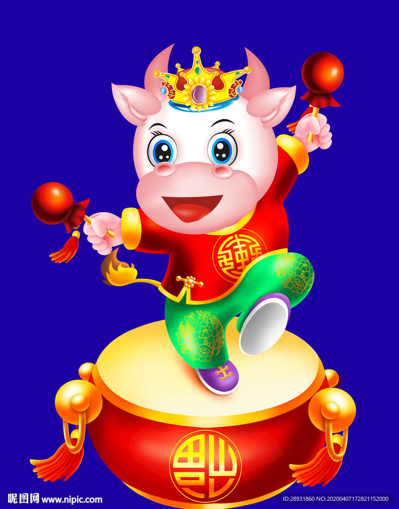 牛年门画牛年门贴牛年大吉卡通牛