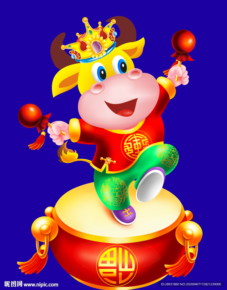 牛年门画牛年门贴卡通牛