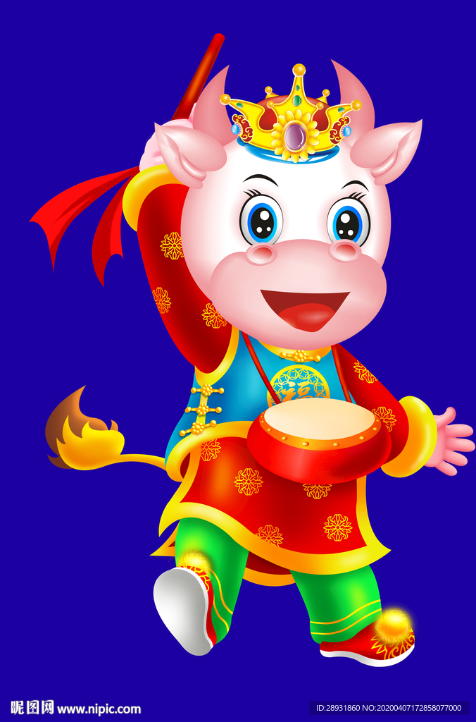 牛年门画牛年门贴牛年大吉卡通牛