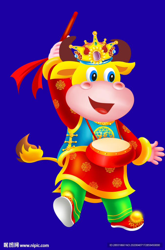 卡通牛牛年门画牛年门贴