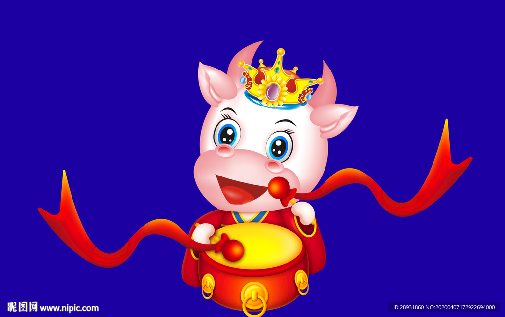 牛年门画牛年门贴牛年大吉卡通牛