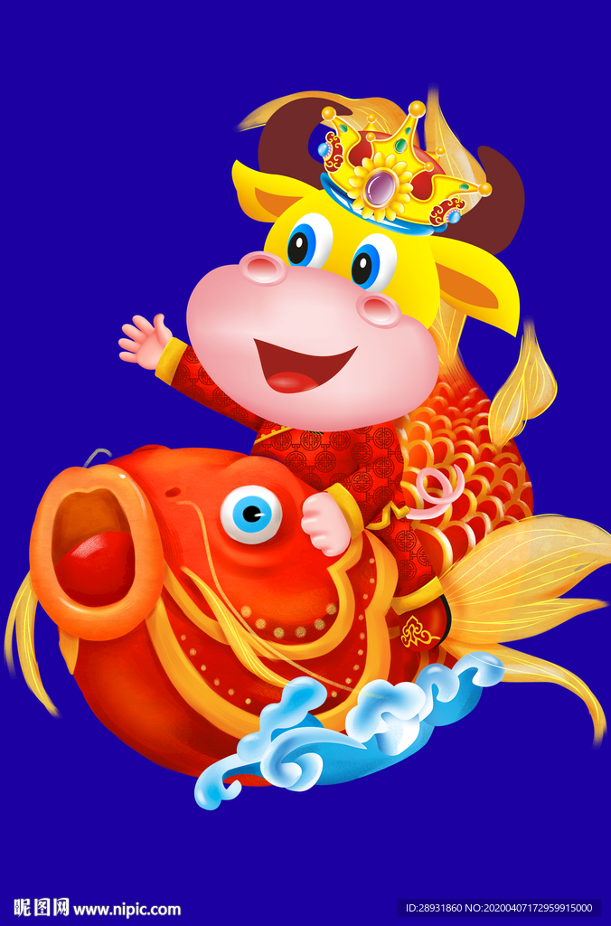 牛年门画牛年门贴卡通牛