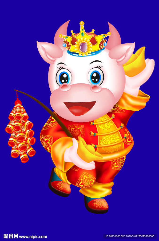 牛年门画牛年门贴牛年大吉卡通牛