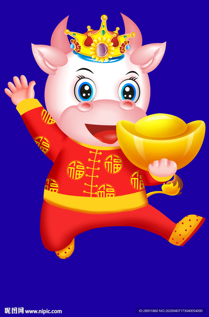 牛年门画牛年门贴牛年大吉卡通牛