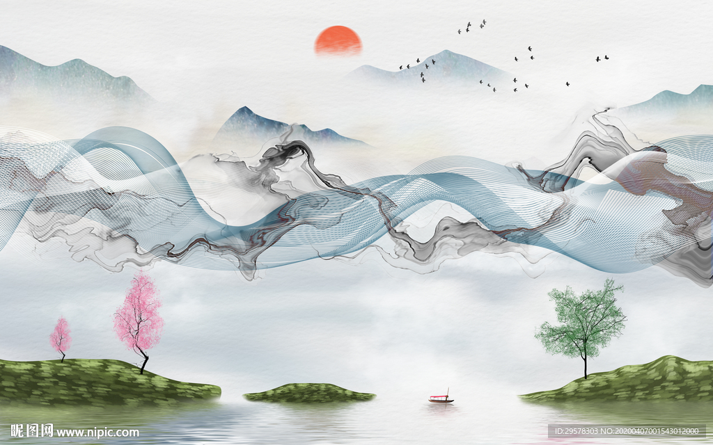 新中式新山水极品画 TIF分层