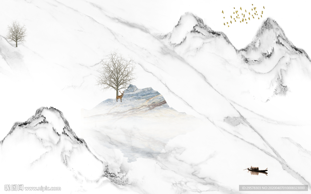 爵士白新山水极品画 TIF分层