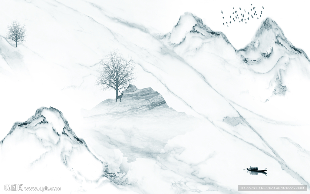 最新山水无框画 TIF分层