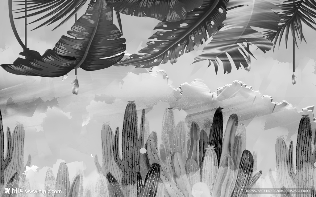 灰色新欧式无框画 TIF分层