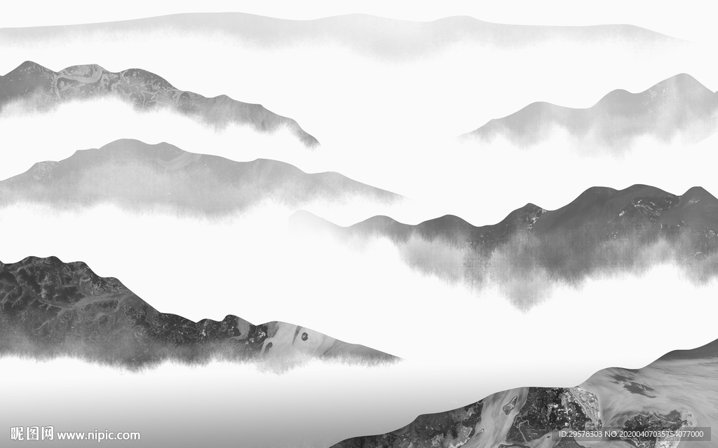 高端 山水无框画 TIF分层