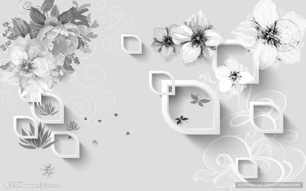 花纹新欧式无框画 TIF分层